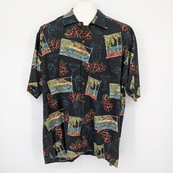 Vintage Bluewater Hawaiian Button Up Shirt Men Size L Tropical Island Retro USA - Picture 1 of 9
